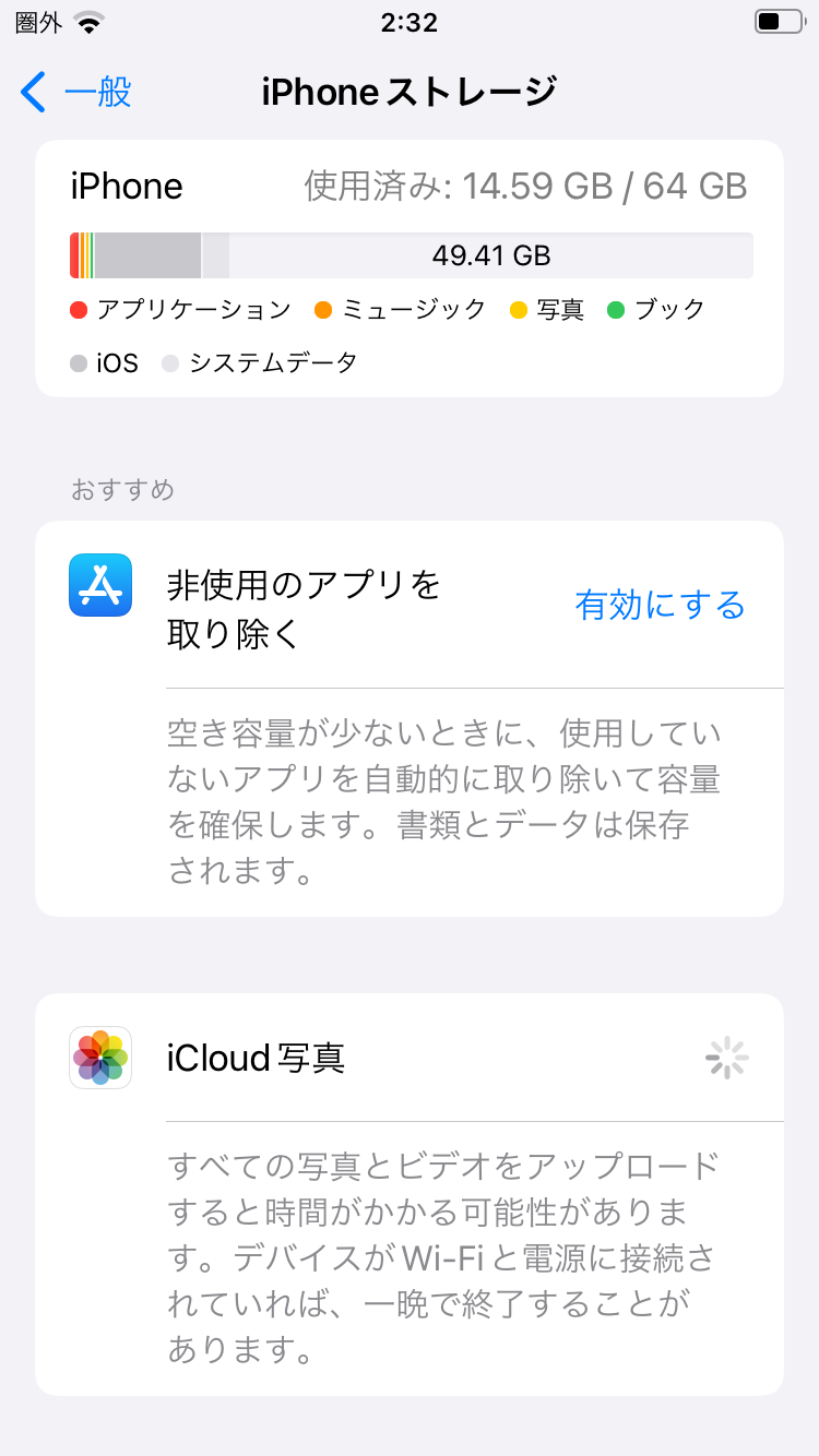 iPhoneSEストレージ