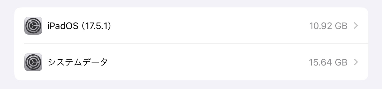 iPadシステムデータ